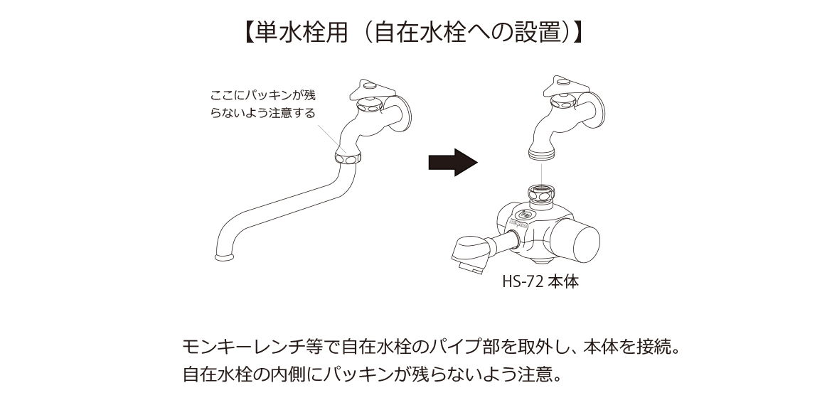 HS-72 単水栓用（自在水栓への設置）