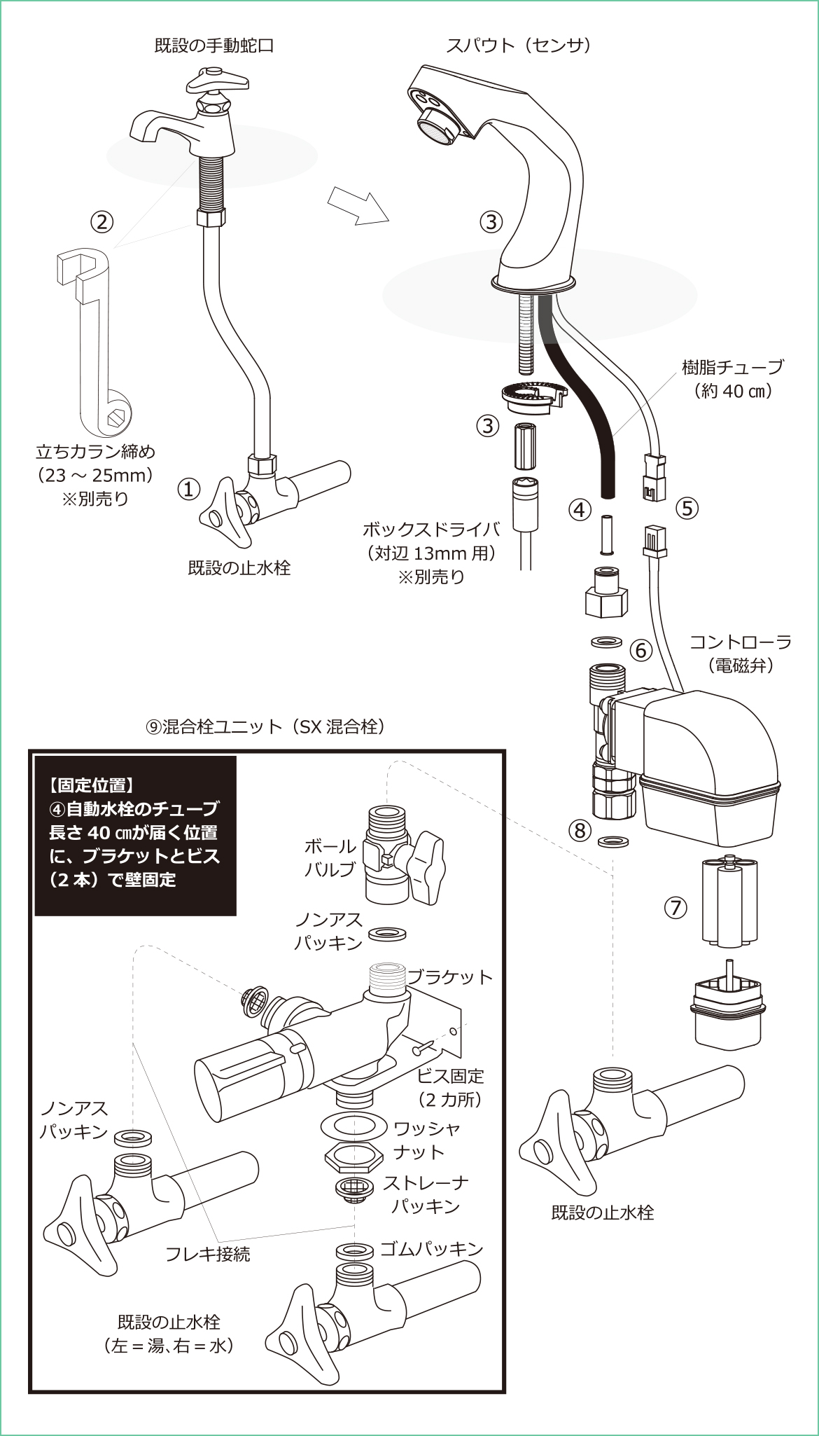 V-11X]デルマン 自動水栓 混合栓付 泡沫タイプ 節水 AC100V（50/60Hz）